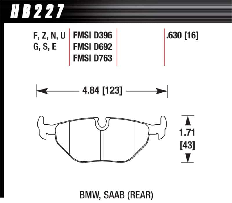 Hawk Performance — Hawk 92-95 BMW 318i 1.8L Base Sedan Rear ER-1 Brake Pads
Disc Brake Pad - view 1