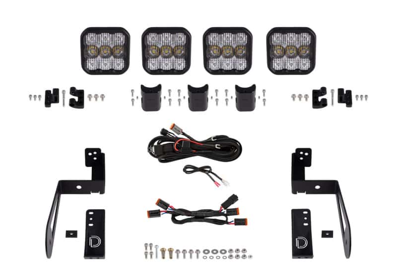 Diode Dynamics — Diode Dynamics Jeep JK SS5 4-Pod CrossLink Grille Lightbar Kit Pro - White Combo - view 1