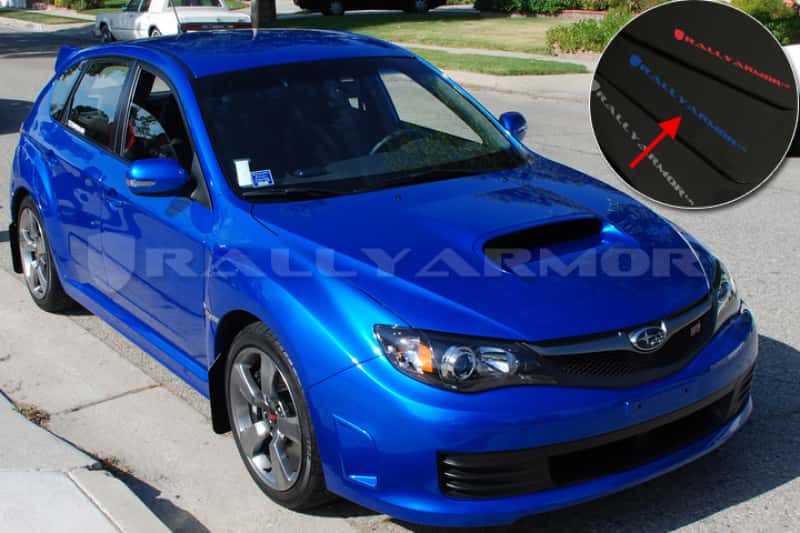 Rally Armor — Rally Armor 08-11 Subaru STI (Hatch Only) / 11-14 WRX (Hatch Only) Black UR Mud Flap w/Blue Logo
Mud Flap - view 2