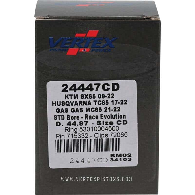 Vertex Pistons — Vertex Piston 09-24 KTM 65 SX 65cc Cast Race Evolution Piston Kit - view 4