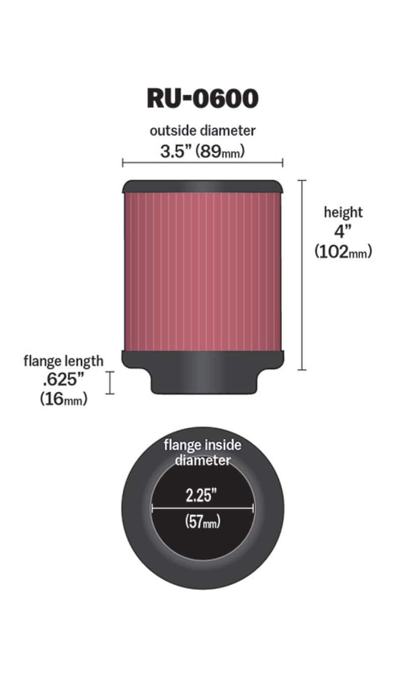 K&N Engineering — K&N Filter Universal Rubber Filter 2 1/4 inch Flange 3 1/2 inch OD 4 inch Height
Universal Clamp-On A
Clamp-on Air Filter - view 5