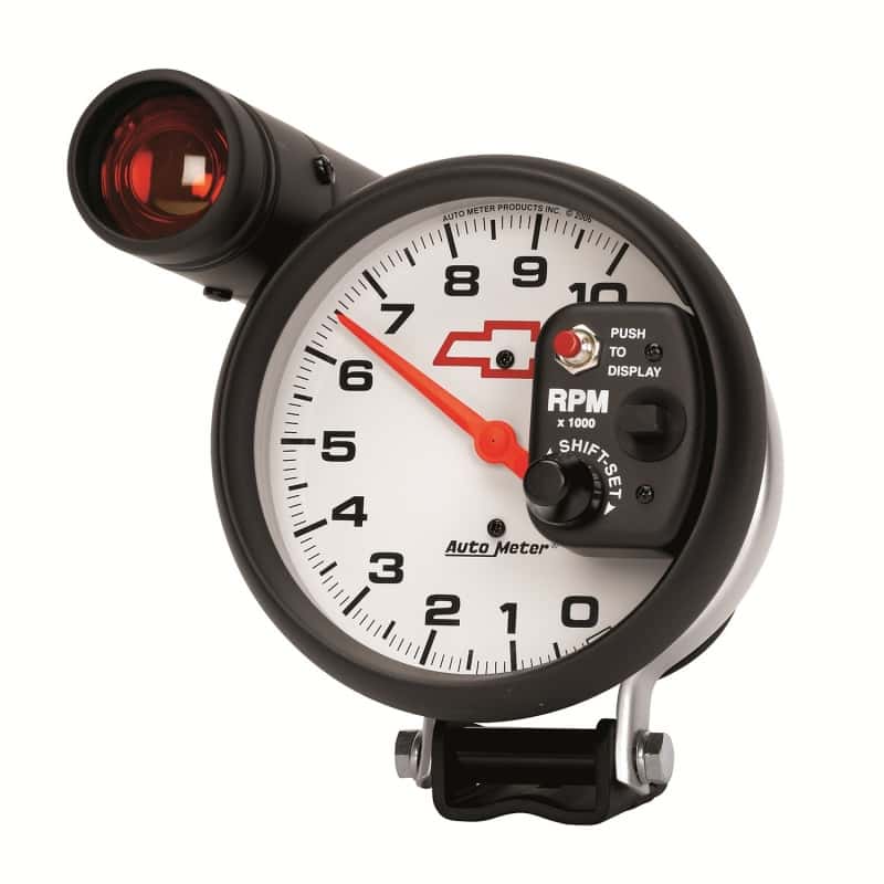 AutoMeter — AutoMeter 5in (127mm) Pedestal Tachometer, 0-10,000 RPM, Chevy Red Bowtie
5" TACH, 10,000 RPM, - view 4
