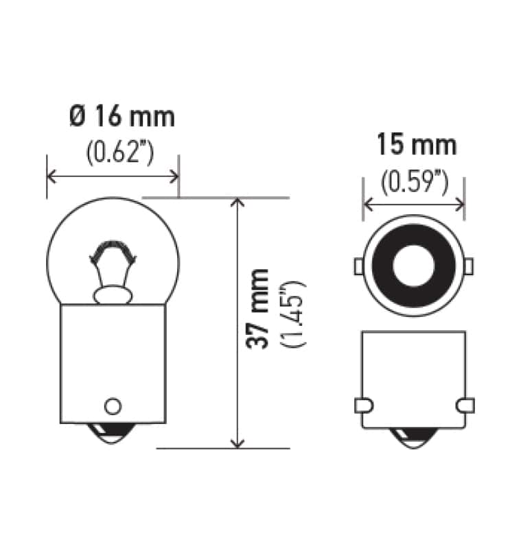 Hella — Hella Bulb 67 12V 8W 4CP BA15s G6
67 Incan Bulb - view 8