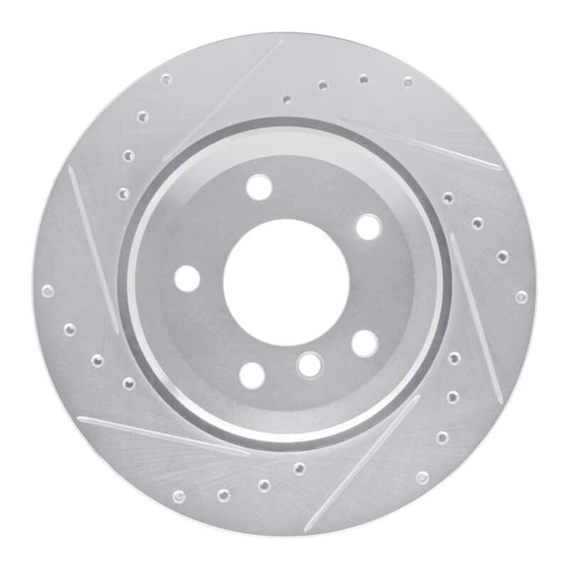 R1 Concepts — R1 01-06 BMW 330CI Rear Left Drilled & Slotted Silver Brake Rotor - view 1