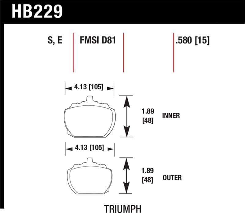Hawk Performance — Hawk 70-73 Triumph Stag / 80-82 Triumph TR8 HT-10 Race Front Brake Pads
Disc Brake Pad - view 1