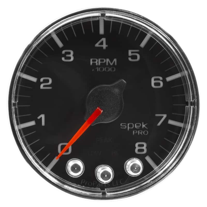 AutoMeter — Autometer Spek-Pro Gauge Tach 2 1/16in 8K Rpm W/ Shift Light & Peak Mem Blk/Chrm
GA 2" 8KRPM BFC SPEK - view 4