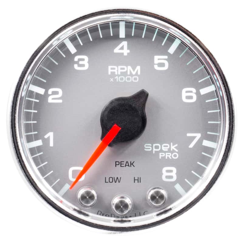 AutoMeter — Autometer Spek-Pro Gauge Tach 2 1/16in 8K Rpm W/ Shift Light & Peak Mem Slvr/Chrm
GA 2" 8KRPM SCC SPEK - view 4