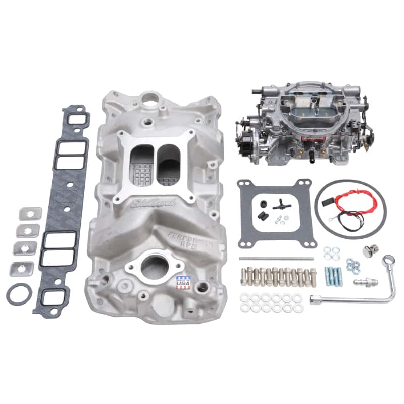 Edelbrock — Edelbrock Manifold And Carb Kit Performer RPM Small Block Chevrolet 1957-1986 Natural Finish
POWER PKG - view 3