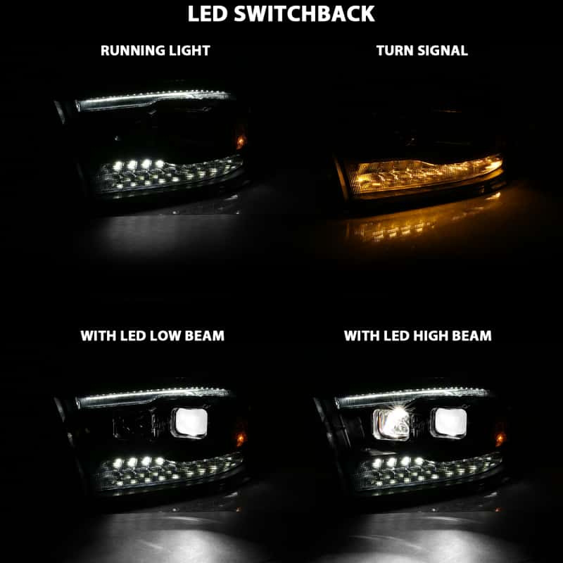 ANZO — ANZO 2009-2018 Dodge Ram 1500 Led Projector Plank Style Switchback H.L Halo Black Amber (OE Style)
Head Light Set - view 15