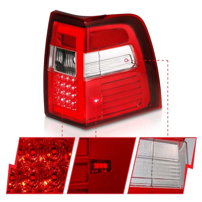 ANZO — ANZO 07-17 For Expedition LED Taillights w/ Light Bar Chrome Housing Red/Clear Lens - view 4