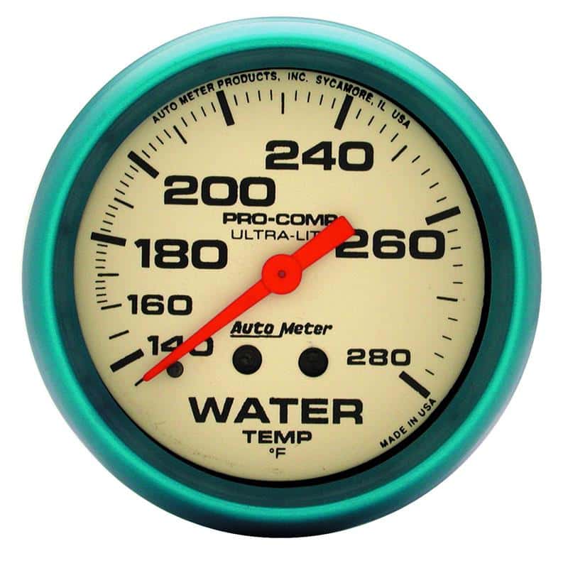 AutoMeter — Autometer Ultra-Nite 66.7mm 140-280 Deg F Mechanical Water Temp Gauge
GA 2.6" WT 280F 4 UN - view 2
