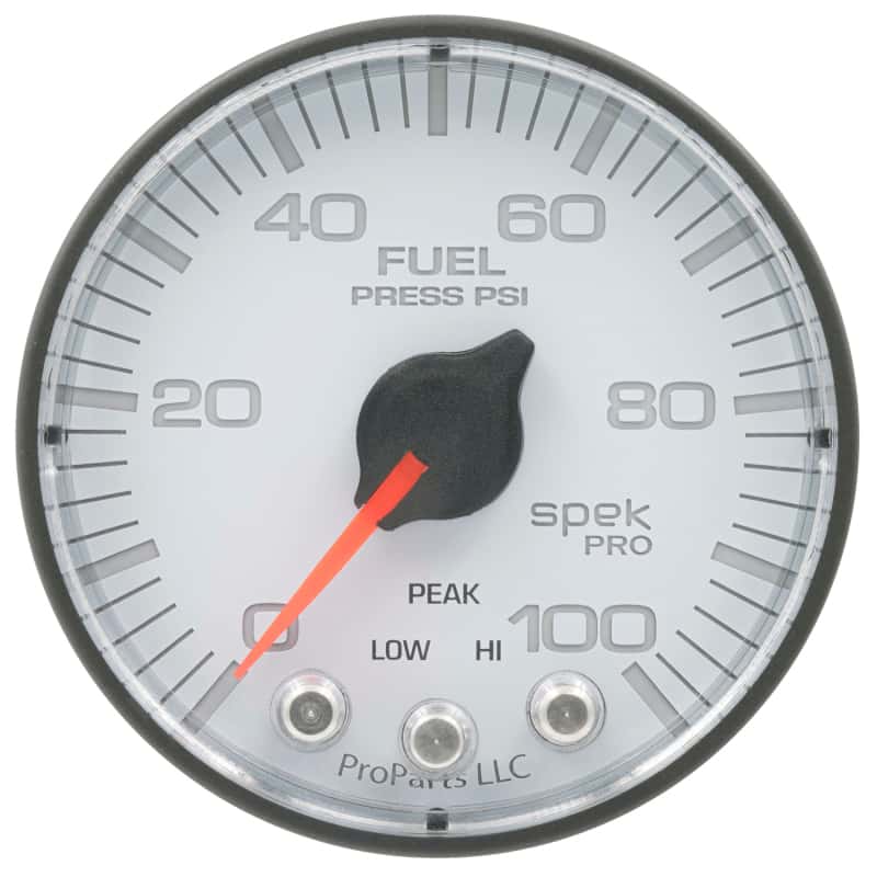 AutoMeter — Autometer Spek-Pro Gauge Fuel Press 2 1/16in 100psi Stepper Motor W/Peak & Warn Wht/Blk
GA 2" FP 100 WFB SPK - view 1