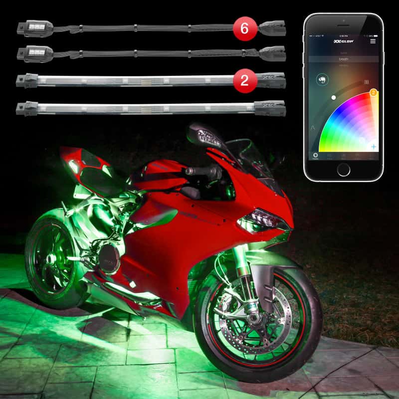 XKGLOW — XK Glow Strip Million Color XKCHROME Smartphone App ATV/Motorcycle LED Light Kit 6xPod + 2x10In - view 2