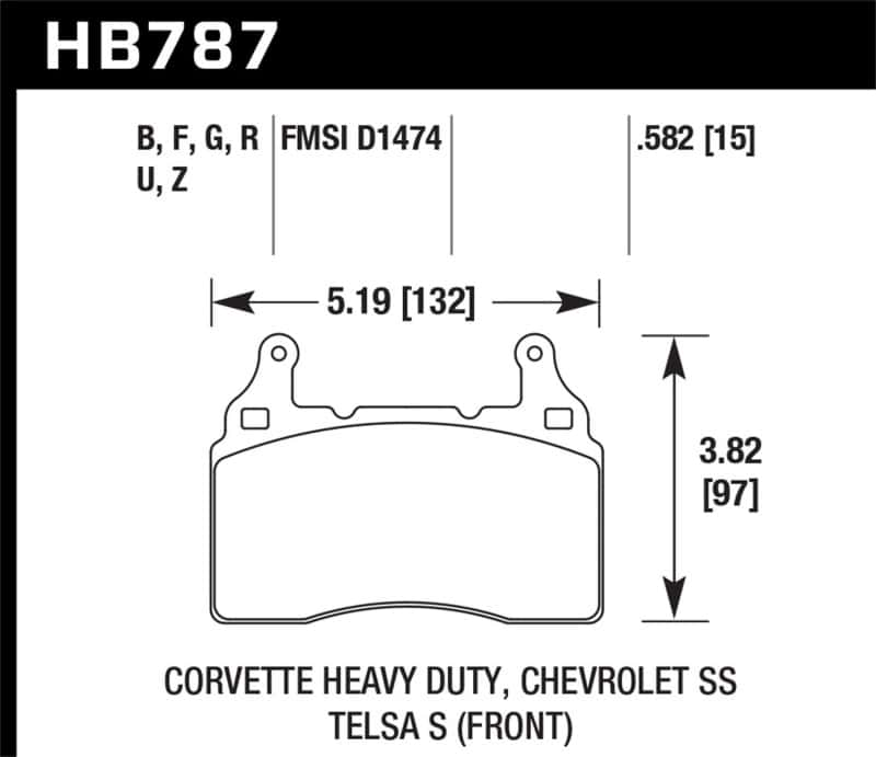 Hawk Performance — Hawk 15-17 Chevy Corvette Z51 DTC-60 Race Front Brake Pads
Disc Brake Pad - view 2
