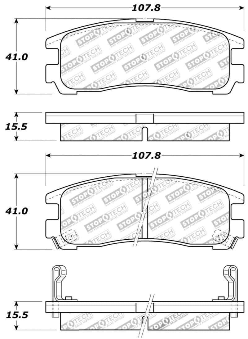 Stoptech — StopTech Performance 4/89-99 Mitsubishi Eclipse GST Rear Brake Pads
Sprt Brk Pad W/Hdwr - view 2