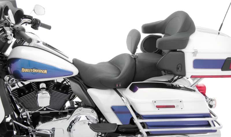 Mustang Motorcycle — Mustang 08-21 Harley Electra Glide,Rd King,Str Glide Touring Heated 1PC Seat w/Driver Backrest-Black - view 1