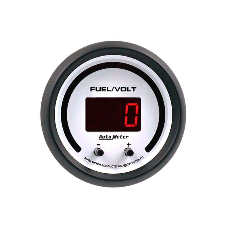 AutoMeter — Autometer 52.4mm White Switchable 0-100 Fuel Level/8-18V Voltmeter Phantom Elite Digital Gauge - view 2