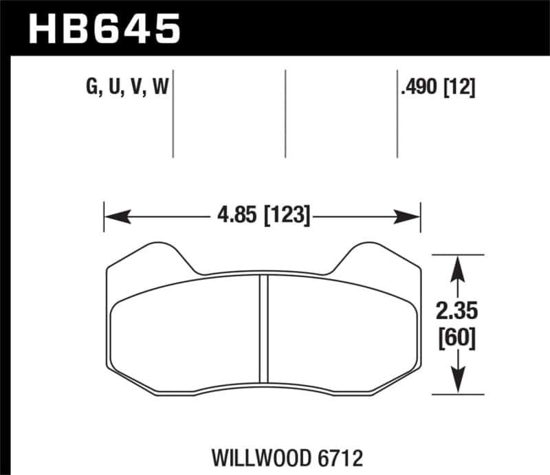 Hawk Performance — Hawk Wilwood DynaPro 6 (Type 6712) DTC-70 Brake Pads
Disc Brake Pad - view 2
