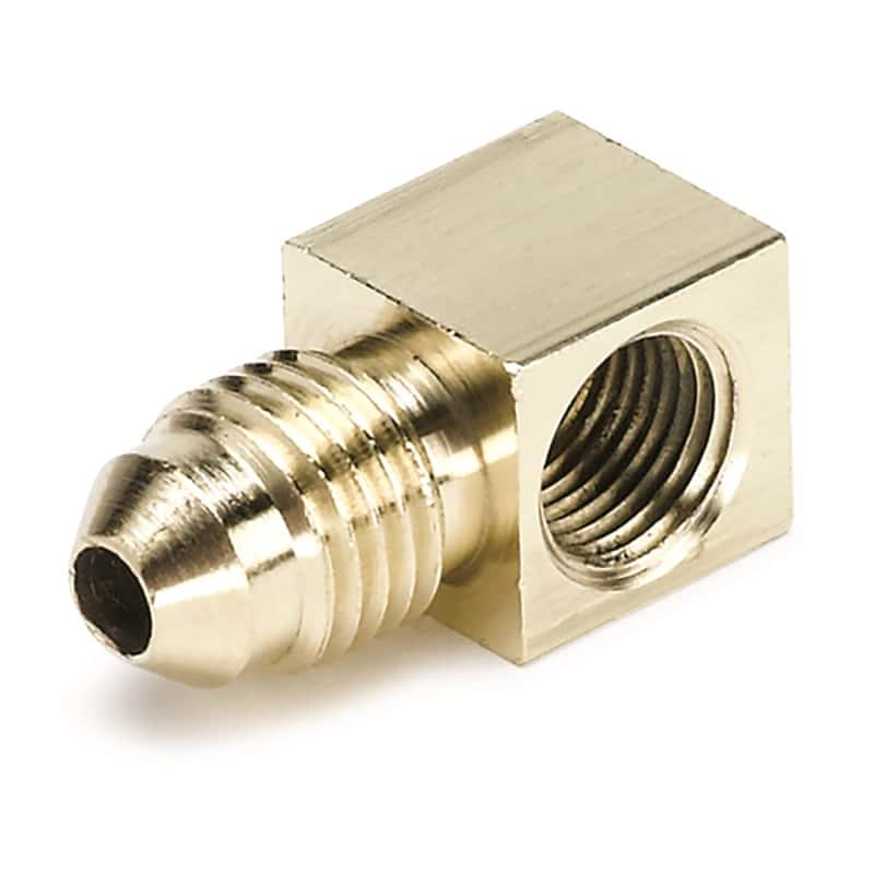 AutoMeter — Autometer 1/8 NPTF Female to-4AN Male Pressure Gauge Adaptor 90 Deg (Brass)
90 FIT 1/8 NPT - 4AN - view 1