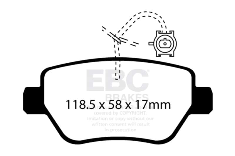EBC — EBC 2014-2016 Maserati Ghibli 3.0L Twin Turbo (330) Redstuff Rear Brake Pads
Disc Brake Pad - view 1