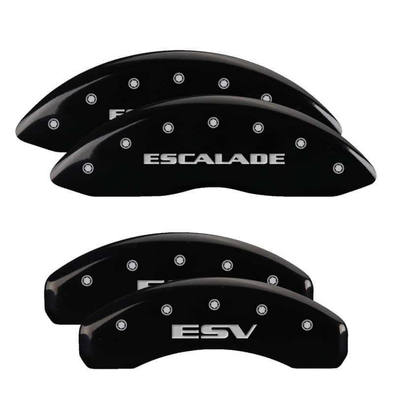 MGP — MGP 4 Caliper Covers Engraved Front Escalade Engraved Rear ESV Black finish silver ch
Caliper Covers - view 1