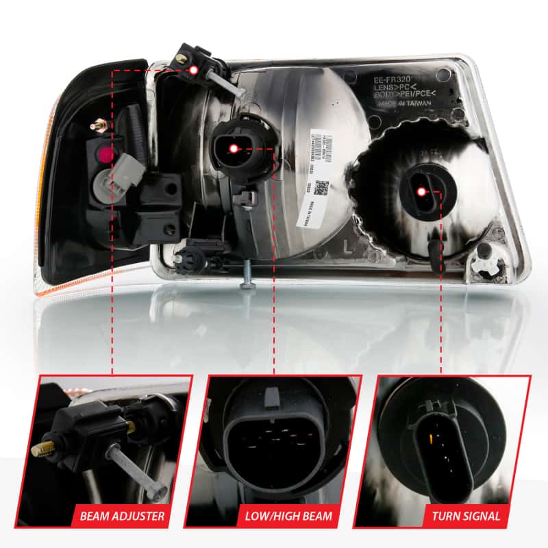 ANZO — ANZO 2001-2011 Ford Ranger Crystal Headlight Chrome w/Corner Lights (OE Replacement)
Head Light Set
HdLtSet - view 10