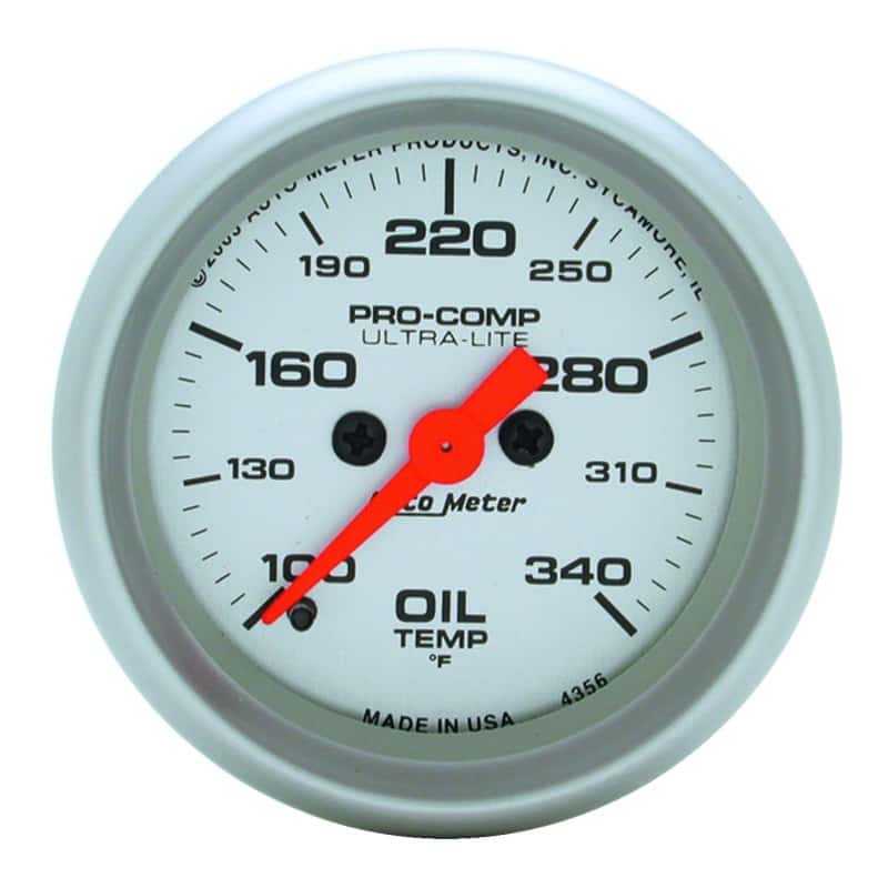 AutoMeter — Autometer Ultra-Lite 52mm 100-340 degree F Full Sweep Electronic Oil Temperature Gauge
2-1/16in OIL TEMP - view 1