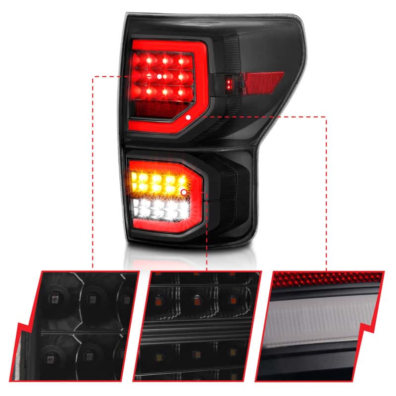 ANZO — ANZO 2007-2013 Toyota Tundra LED Taillights Plank Style Black w/Smoke Lens - view 4