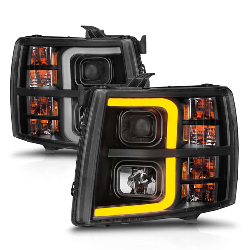 ANZO — ANZO 2007-2013 Chevrolet Silverado 1500 Projector w/ Light Bar Black Housing w/ Sequential
Head Light Set
HdLtSet - view 14