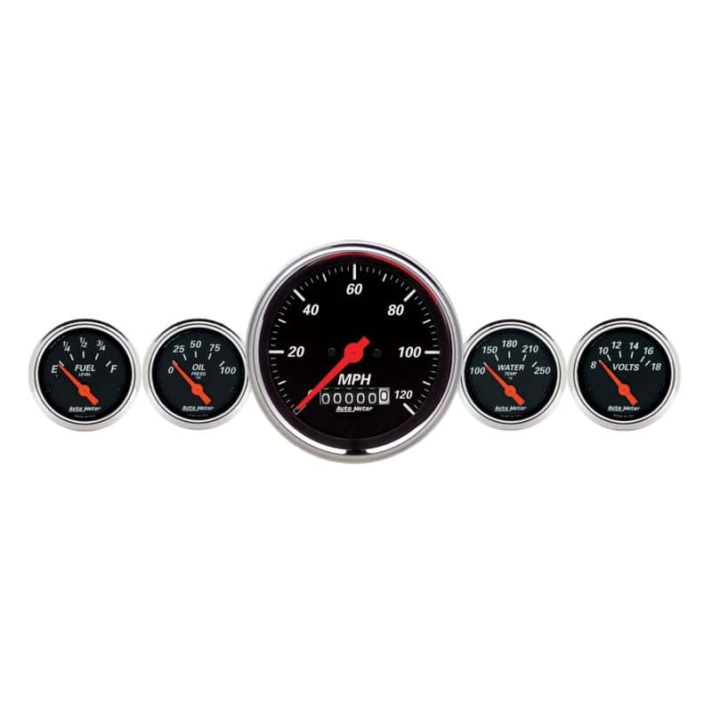 AutoMeter — AutoMeter Gauge Kit 5 Pc. 3-3/8in. & 2-1/16in. Elec. Speedometer Designer Black
GA KT 5PC E SPD DB - view 1