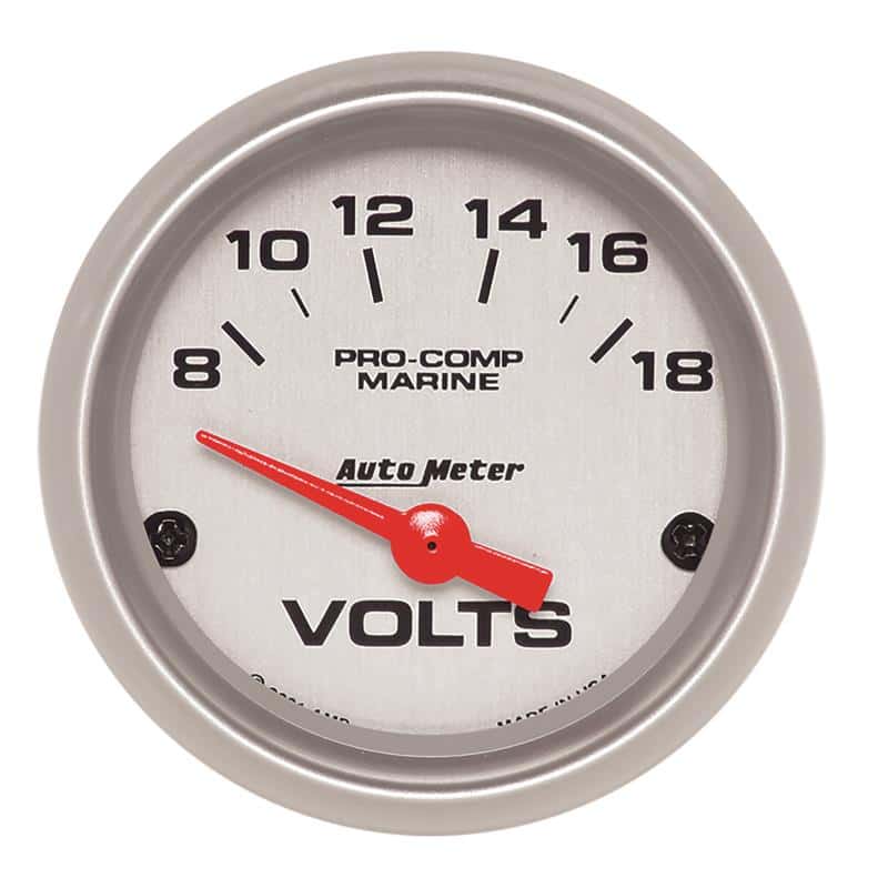 AutoMeter — Autometer Voltmeter 2-1/16in 18V Electric Marine Silver Ultra-Lite Gauge
GA 2" VOLT 18V MS - view 1