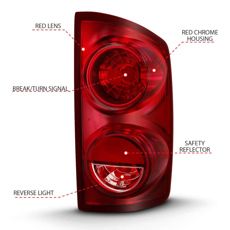 ANZO — ANZO 2007-2009 Dodge Ram 1500 Tail Light Red Lens (OE)
Tail Light Set - view 6
