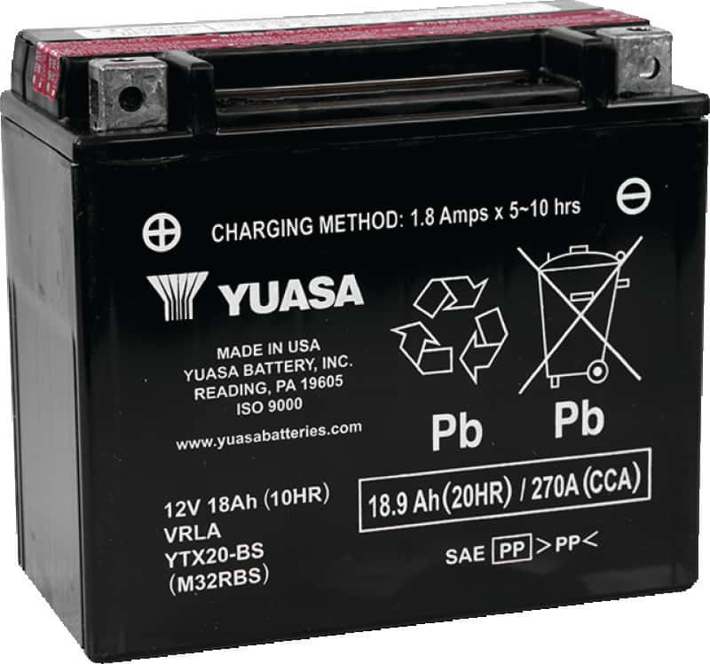 Yuasa Battery — Yuasa YTX20-BS Maintenance Free AGM 12-Volt Battery w/Bottle - view 1