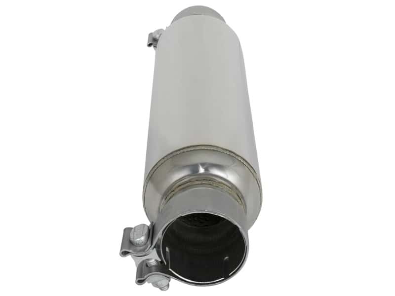 aFe — aFe MACH Force-Xp 304 Stainless Steel Resonator 2.5in Inlet/Outlet x 4in Dia x 15in Body x 19in L
Stainless Resonator - view 3