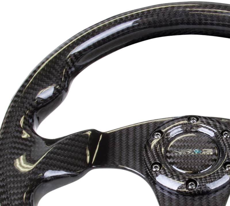 NRG — NRG Carbon Fiber Steering Wheel (320mm) Flat Bottom w/Shiny Black Carbon - view 3