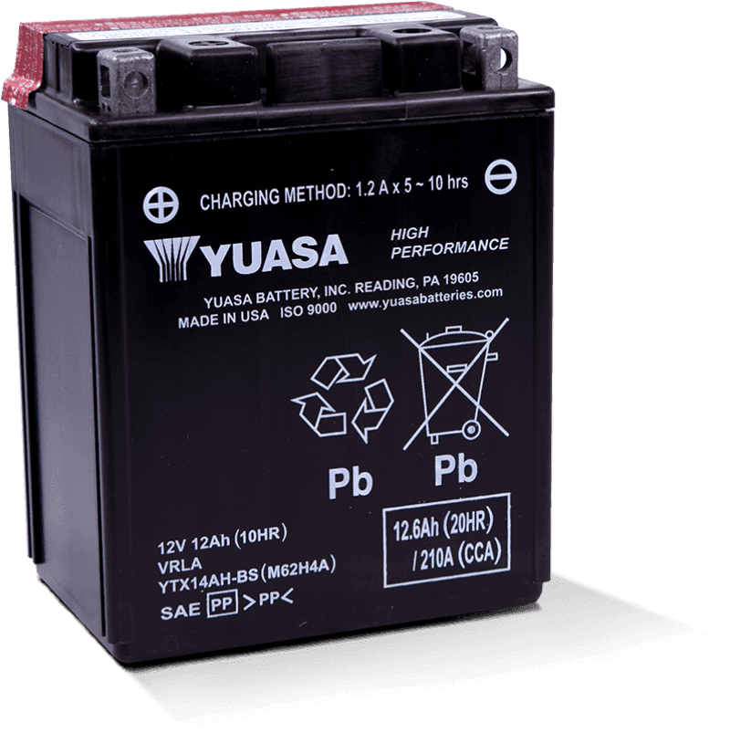 Yuasa Battery — Yuasa YTX14AH-BS High Performance AGM 12-Volt Battery w/Bottle - view 2