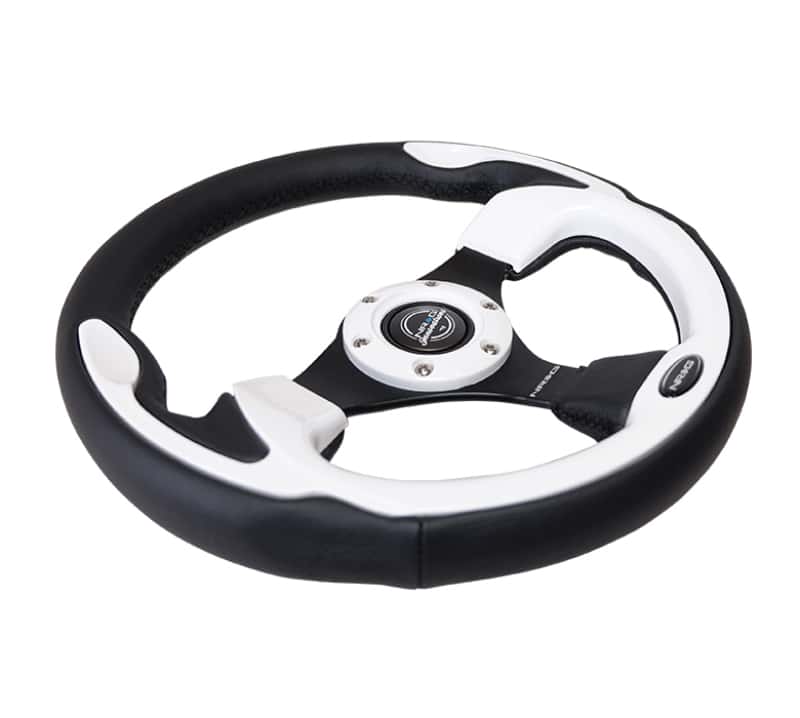 NRG — NRG Reinforced Steering Wheel (320mm) Blk w/White Trim & 4mm 3-Spoke - view 8