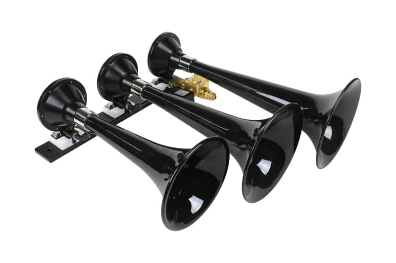 Kleinn Air Horns — Kleinn Black Triple Horn/ 15In/13In/11In - High Impact ABS Trumpet/ Zinc Alloy Base
Triple Train Horn - view 2