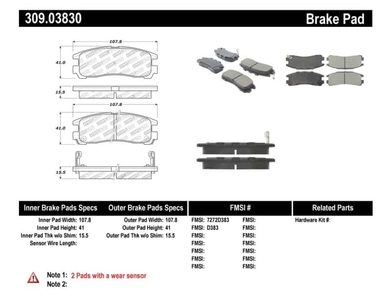 Stoptech — StopTech Performance 4/89-99 Mitsubishi Eclipse GST Rear Brake Pads
Sprt Brk Pad W/Hdwr - view 1