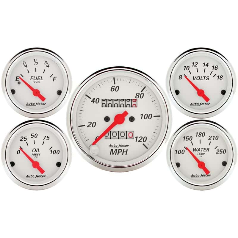 AutoMeter — Autometer 5 piece Kit (Mech Speed/Elec Oil Press/Water Temp/Volt/Fuel Level)
GA SET 5PC M SPD AW - view 1