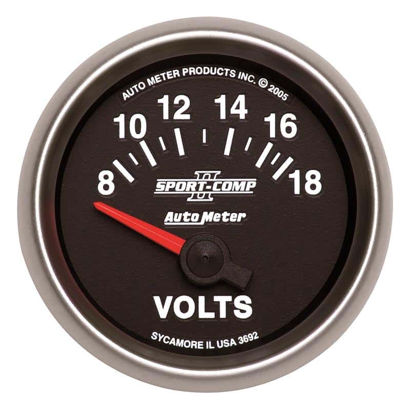AutoMeter — Autometer Sport-Comp II 52mm 8-18 Volt Short Sweep Electronic Voltmeter
2-1/16" VOLTMETER, 8 - view 2