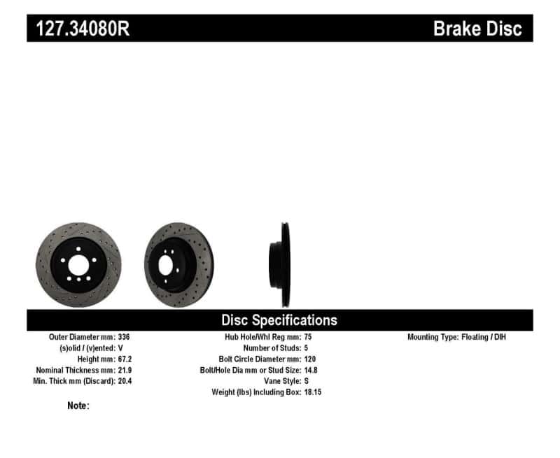 Stoptech — StopTech 06 BMW 330 / 07-09 BMW 335 Slotted & Drilled Right Rear Rotor
Disc Brake Rotor
Slot/Drill Rotor - view 6