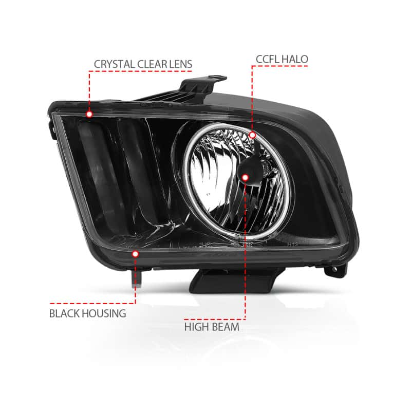 ANZO — ANZO 2005-2009 Ford Mustang Crystal Headlights w/ Halo Black (CCFL)
Head Light Set
HdLtSet - view 11