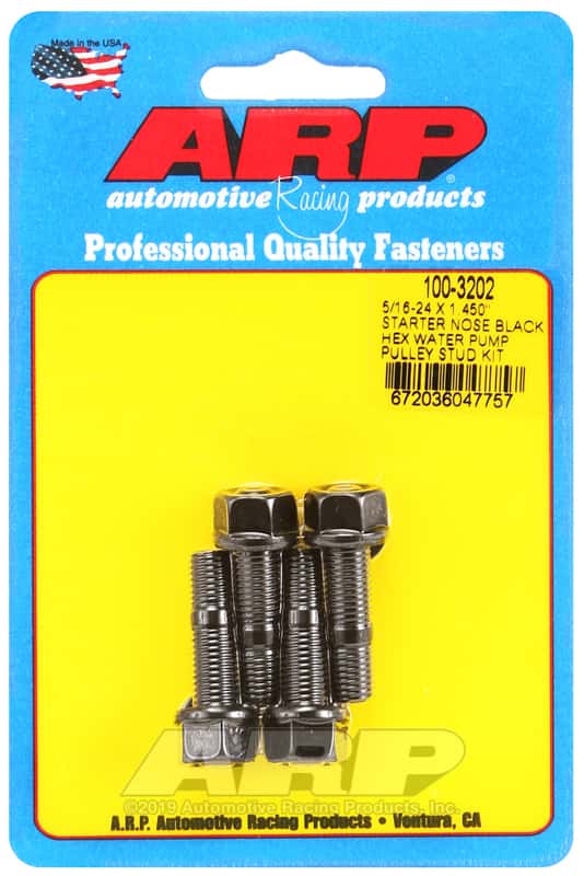 ARP — ARP 5/16-24 X 1.450 Starter Nose Black Hex Water Pump Pulley Stud Kit - view 1