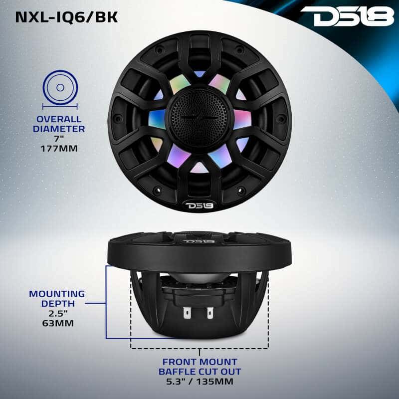 DS18 — DS18 Marine 6.5in 2-Way 150 Watts RMS 4 ohm Digital LED Lights Bullet Tweeter Covers Included Black - view 2