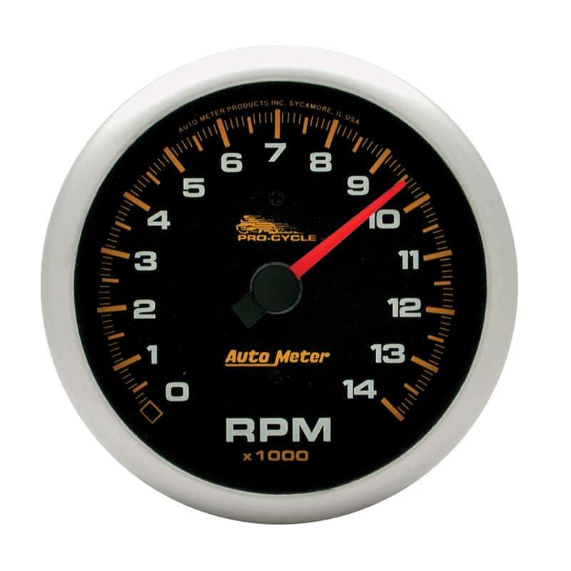 AutoMeter — Autometer Pro-Cycle Gauge Tach 3 3/4in 14K Rpm 2 & 4 Cylinder Black
3.75" 14KRPM BLK PC - view 1