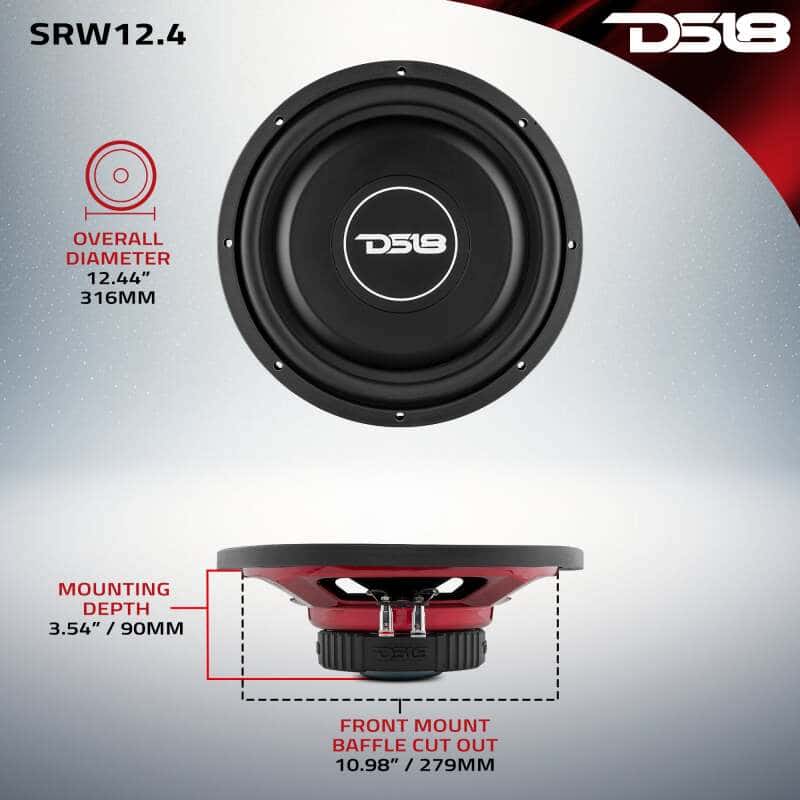 DS18 — DS18 12in 220 Watts RMS 4 ohm SVC Shallow Mount Subwoofer - view 3