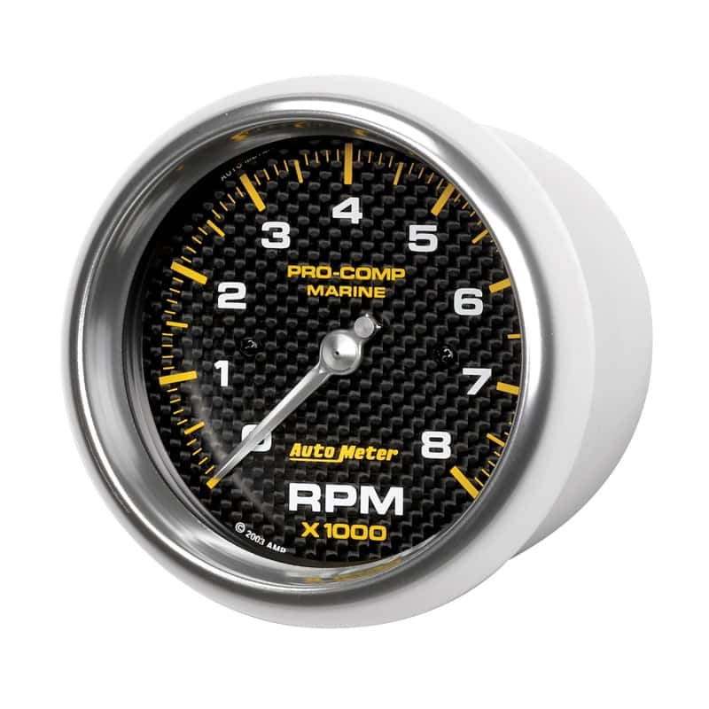 AutoMeter — Autometer Marine Carbon Fiber 3-3/8in 8k RPM Tachometer
3.4" TACH 8KRPM MCF - view 5