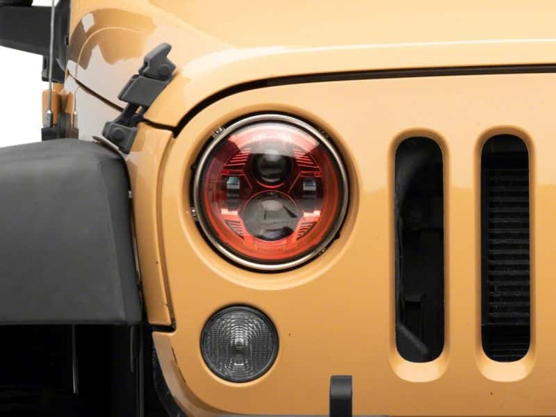 Raxiom — Raxiom 07-18 Jeep Wrangler JK 7-In LED Headlights- Red Housing- Clear Lens
Headlights - view 5