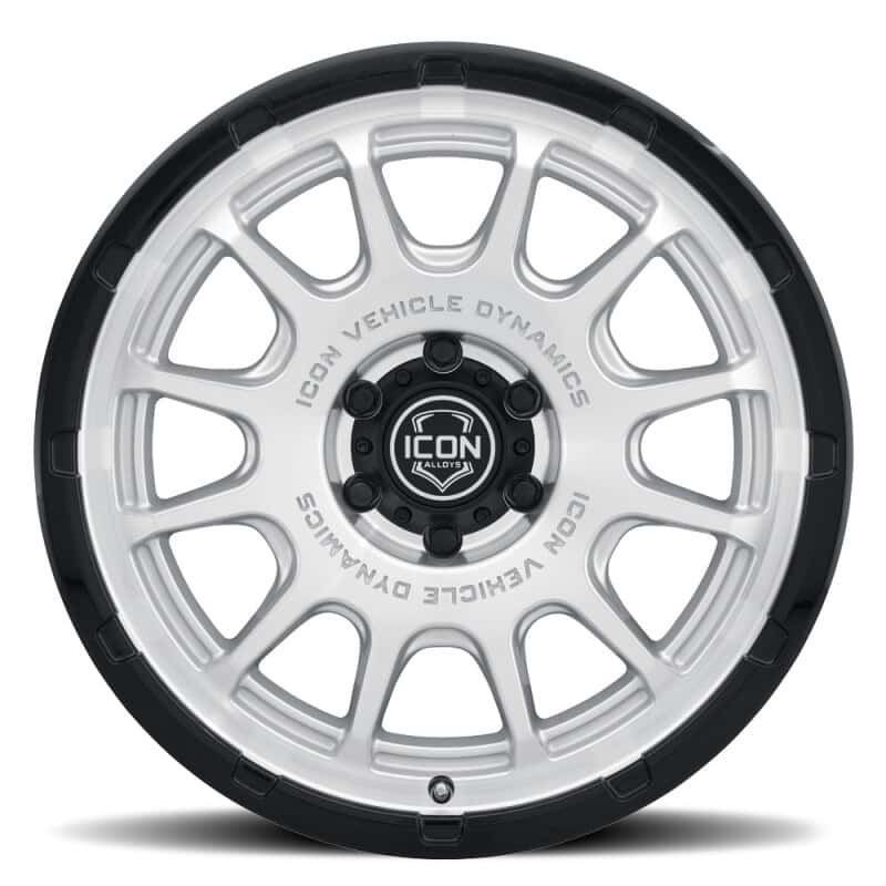 ICON — ICON Alloys Rancho 20x9 / 5x150 / 16mm / 5.625in BS Silver Machined w/ Gloss Black Lip Wheel
WHEEL - view 3